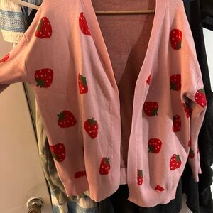 Strawberry Pattern Pink Cardigan